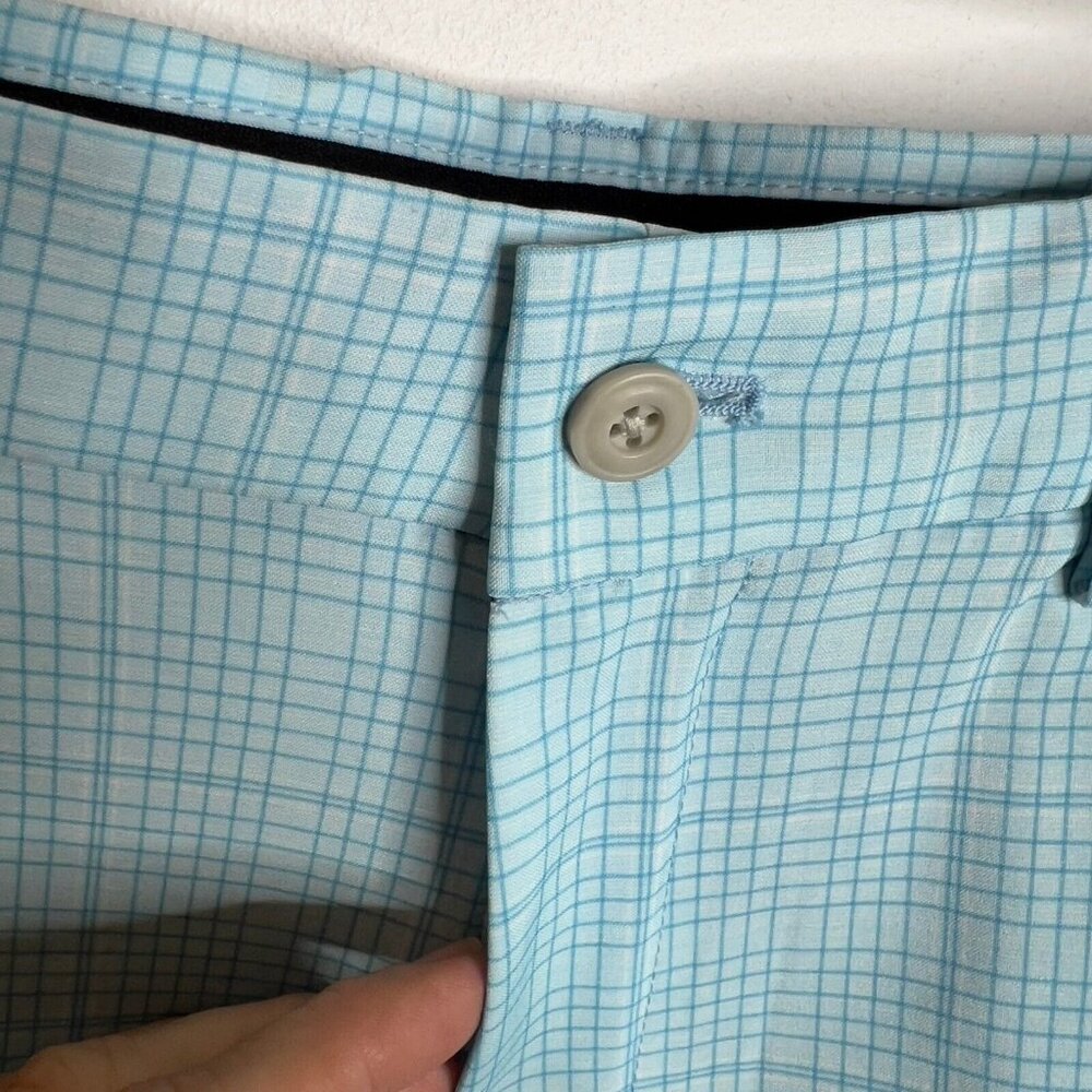 Pga Tour Men's $68 Check Print Performance 8" Golf Shorts - Cyan Blue Size 40 - Picture 4 of 11